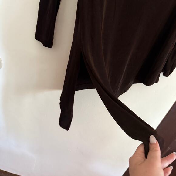 CHICO'S TRAVELERS | Black Asymmetric Boat neck Long sleeve Top Tunic | Large - Picture 6 of 8